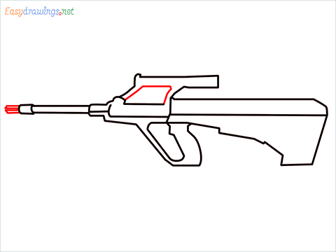How to draw AUG gun step (6)