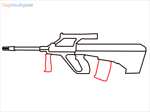 How to draw AUG gun step (7)