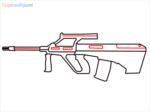 How to draw AUG gun step (8)