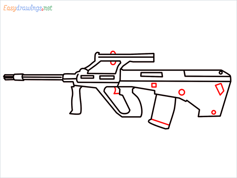 How to draw AUG gun step (9)