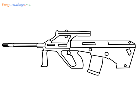 How to draw AUG gun step by step for beginners