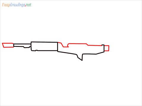 How to draw Cr 56 amax gun from Call of Duty step (3)