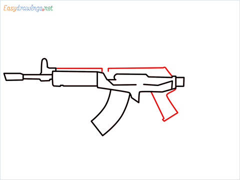 How to draw Cr 56 amax gun from Call of Duty step (5)