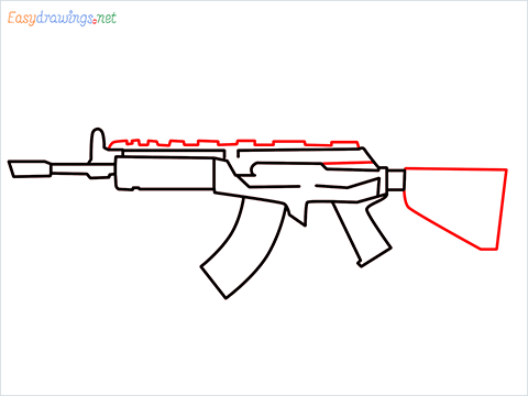How to draw Cr 56 amax gun from Call of Duty step (6)