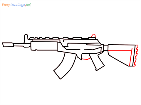 How to draw Cr 56 amax gun from Call of Duty step (7)
