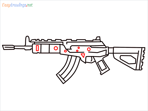How to draw Cr 56 amax gun from Call of Duty step (9)