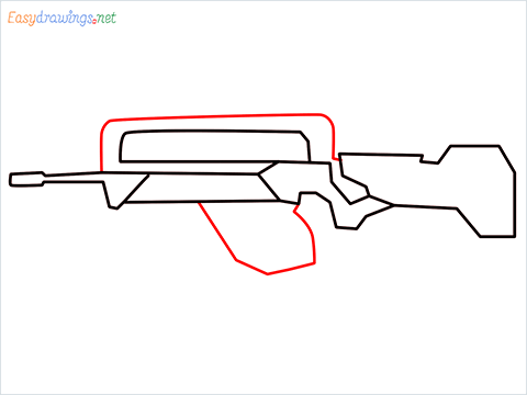How to draw FAMAS Gun step (5)