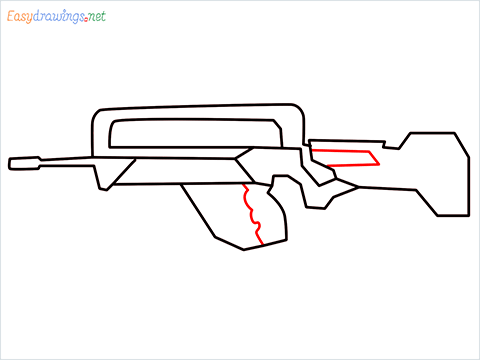 How to draw FAMAS Gun step (6)