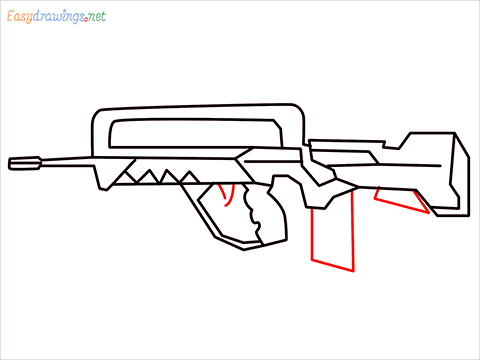 How to draw FAMAS Gun step (8)
