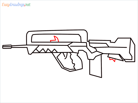 How to draw FAMAS Gun step (9)
