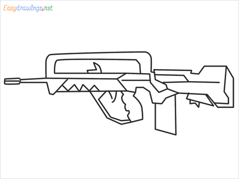 How to draw FAMAS Gun step by step for beginners