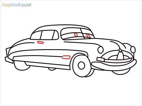 How to draw Hudson Hornet step (13)