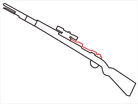 How to draw KAR98K sniper step (5)