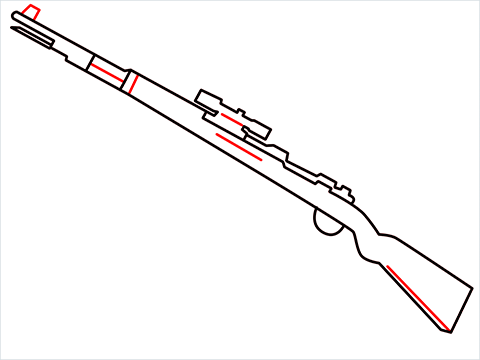 How to draw KAR98K sniper step (6)