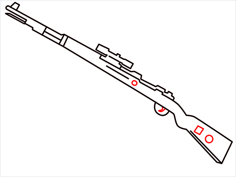 How to draw KAR98K sniper step (7)