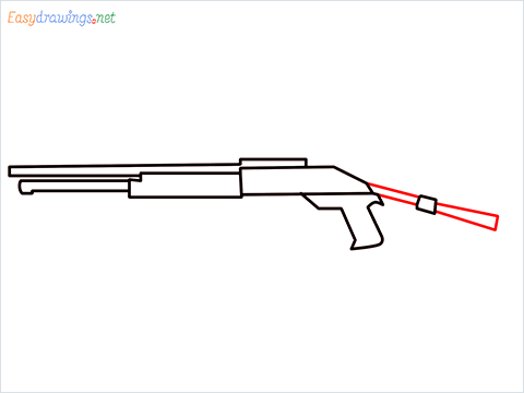 How to draw M1014 Gun step (5)