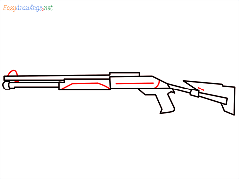 How to draw M1014 Gun step (7)