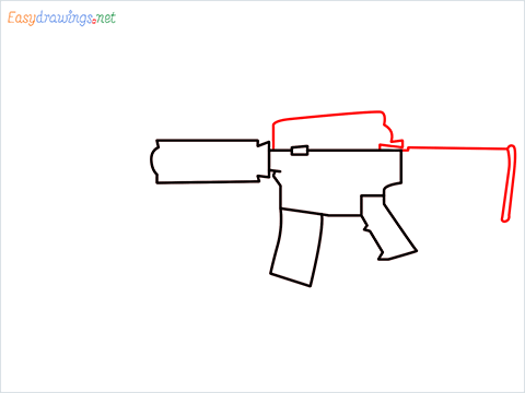 How to draw M4A1 Gun step (4)