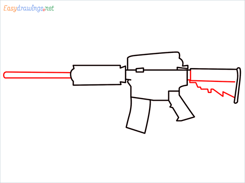 How to draw M4A1 Gun step (5)