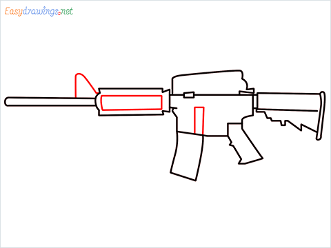 How to draw M4A1 Gun step (6)