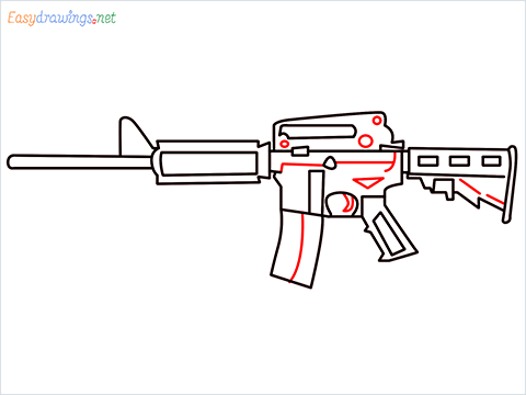 How to draw M4A1 Gun step (8)