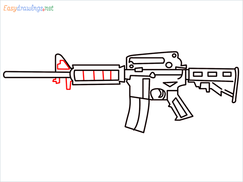 How to draw M4A1 Gun step (9)