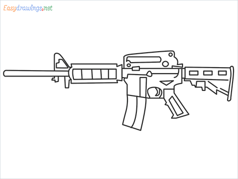 How to draw M4A1 Gun step by step for beginners