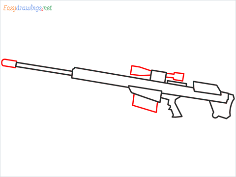 How to draw M82B Gun step (5)