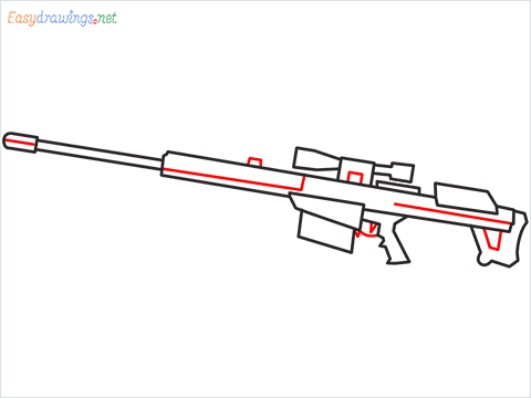 How to draw M82B Gun step (6)