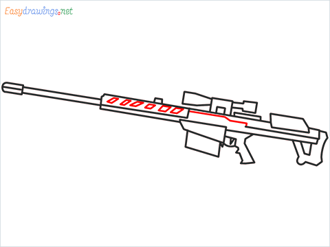 How to draw M82B Gun step (7)