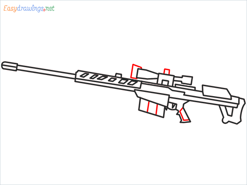 How to draw M82B Gun step (8)