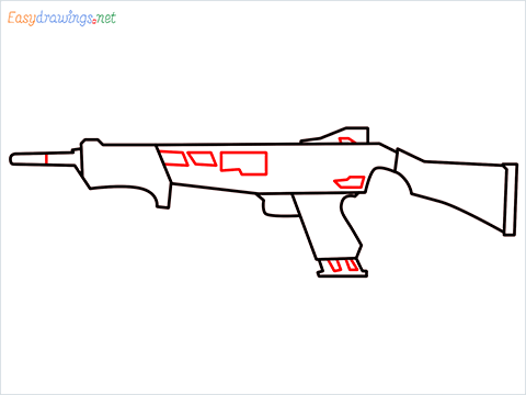 How to draw MAG-7 Gun step (6)