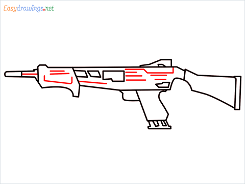 How to draw MAG-7 Gun step (7)