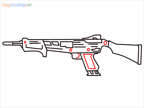 How to draw MAG-7 Gun step (8)