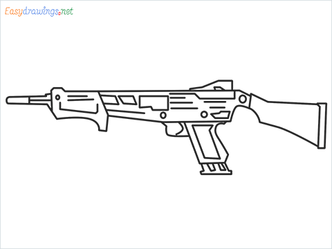 How to draw MAG-7 Gun step by step for beginners