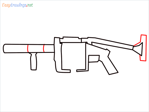 How to draw MGL140 Gun step (6)