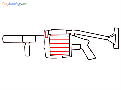 How to draw MGL140 Gun step (7)