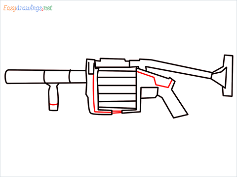 How to draw MGL140 Gun step (8)