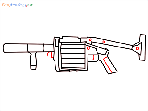How to draw MGL140 Gun step (9)