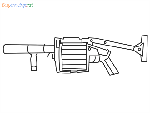 How to draw MGL140 Gun step by step for beginners