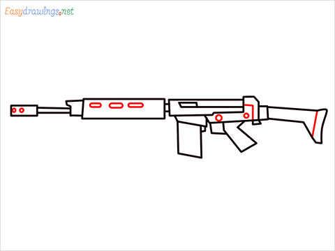 How to draw PARAFAL Gun step (8)