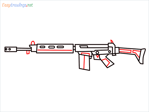How to draw PARAFAL Gun step (9)