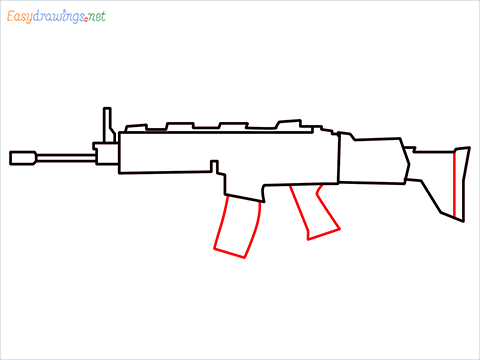 How to draw SCAR-H Gun step (5)