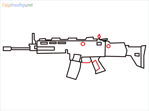 How to draw SCAR-H Gun step (7)