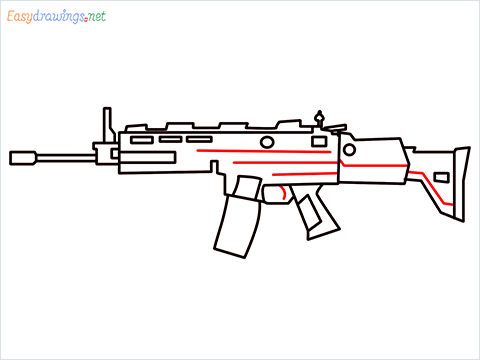 How to draw SCAR-H Gun step (8)