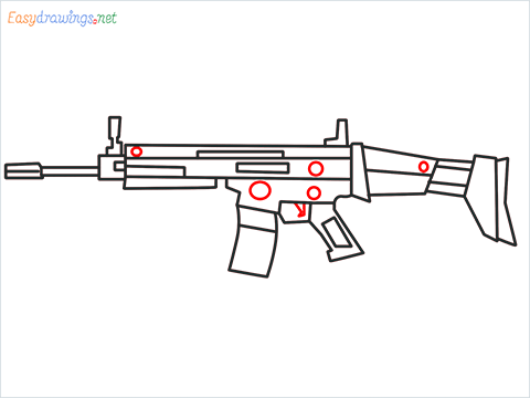 How to draw SCAR l Gun step (10)