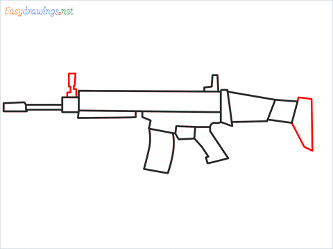 How to draw SCAR l Gun step (7)