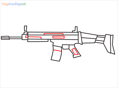 How to draw SCAR l Gun step (9)