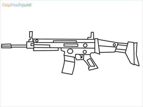 How to draw SCAR l Gun step by step for beginners