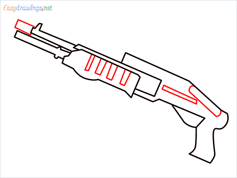 How to draw SPAS12 Gun step (6)